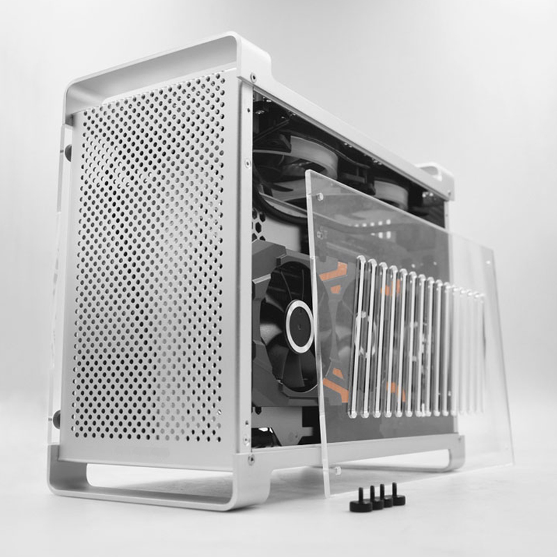 Aluminum mini ITX Desktop Computer Case Transparent Panel for SFX Power