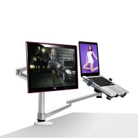 Multimedia Desktop Dual Arm 27 inch LCD Monior Holder+ Laptop Holder Stand Table
