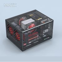 Acrylic Transparent MATX Horizontal Desktop Computer Case ITX Motherboard