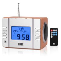 Wood Mini Portable Stereo FM Radio MP3 Player USB In Aux In SD Card Alarm Clock