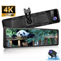 12" Rear View Mirror 4K Car DVR 1080P Rear Camera Sony IMX415 Sensor Dash Cam