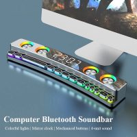 Bluetooth Wireless Game Speaker Soundbar 3D Stereo Subwoofer AUX FM Home Clock