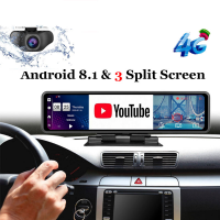 12'' 2CH Car DVR Dashboard Camera Android 8.1 4G Rear View Mirror 1080P WiFi GPS
