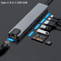 USB Type C Hub to 4K HDMI Dock Converter RJ45 PD SD&TF Card Reader Adapter