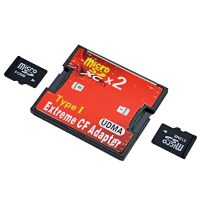 Dual Slot Micro SD SDHC SDXC TF Card to CF Adapter Extreme Compact Flash Type I