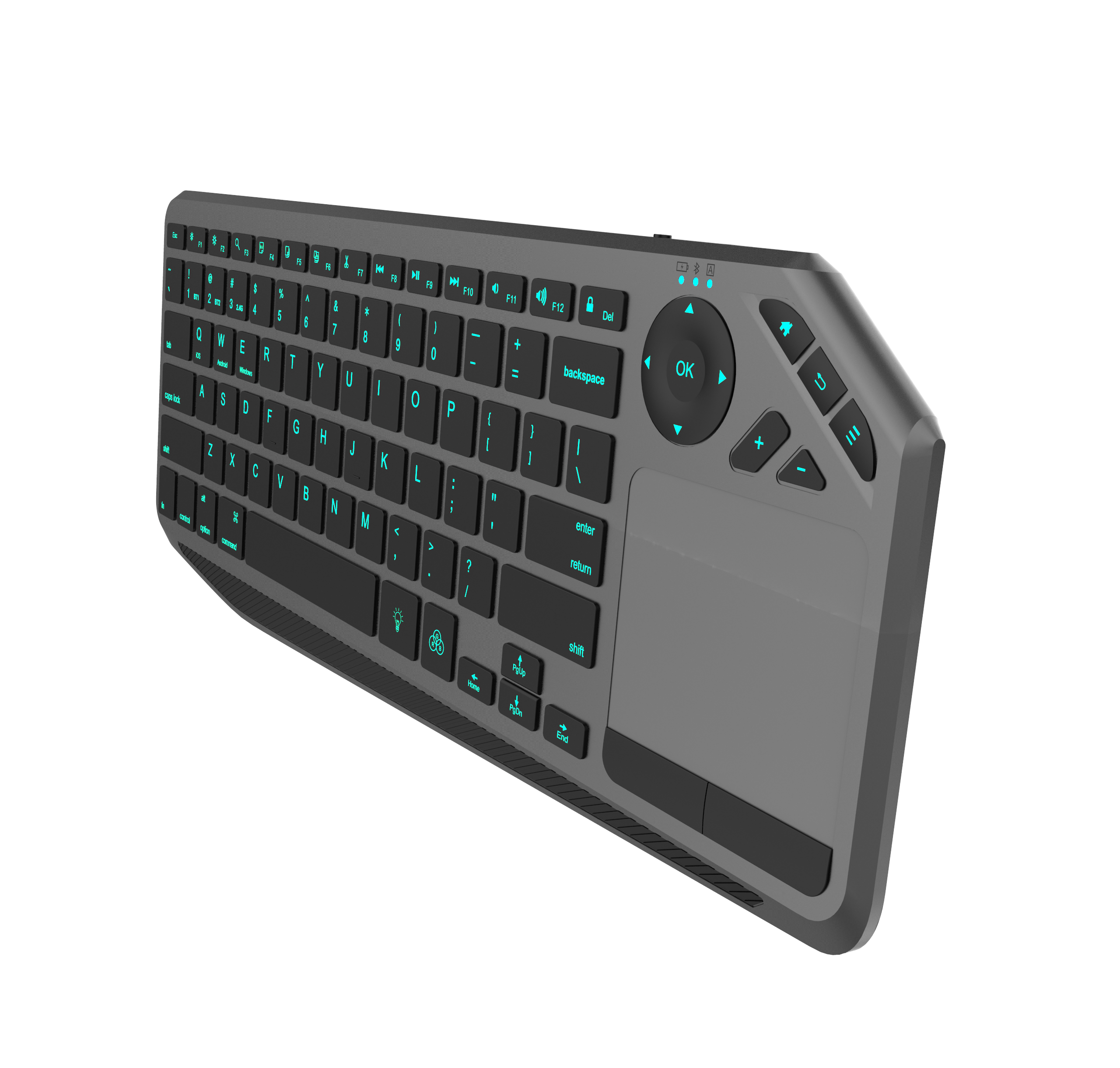 Bluetooth 2.4G Wireless Touch TV Keyboard with Easy Media Control and