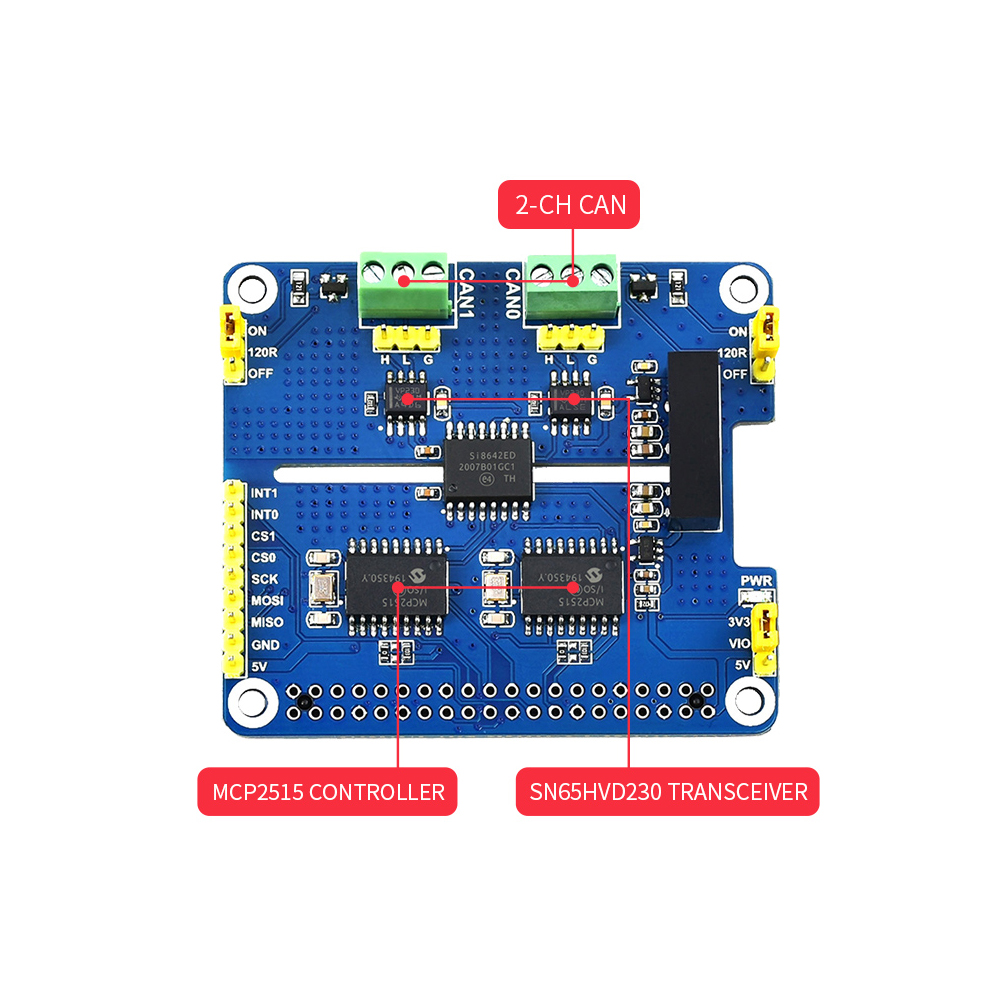 2CH Power Isolated CAN BUS Extension Expansion Board Module HAT Kit ...